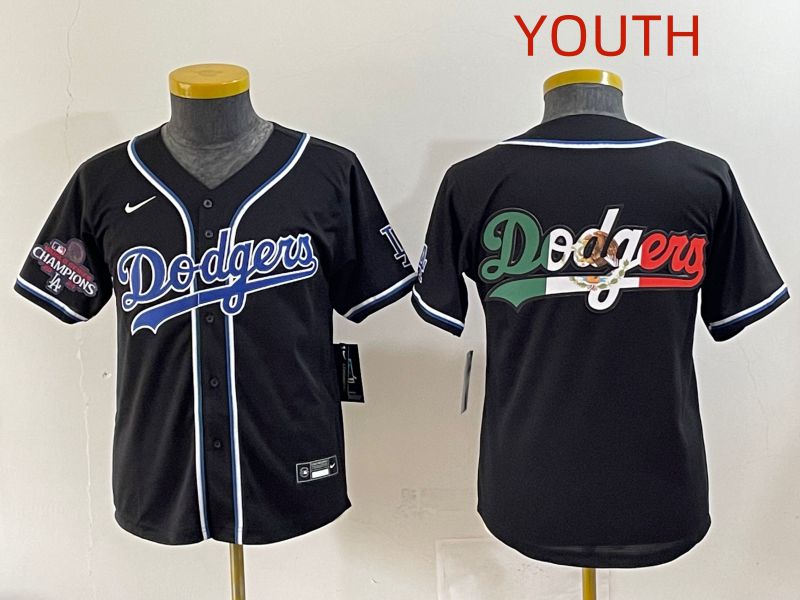 Youth 2025 Los Angeles Dodgers Blank Black Three generations Fashion Nike MLB Jersey style 10->youth mlb jersey->Youth Jersey